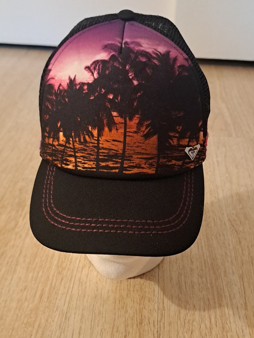Roxy Pink and Orange Tropical Palm Trucker Hat